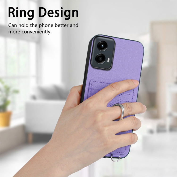 For Motorola Moto G Play 2024 5G R20 Ring Card Holder Phone Case(Purple) - Motorola Cases by PMC Jewellery | Online Shopping South Africa | PMC Jewellery | Buy Now Pay Later Mobicred