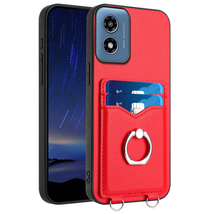 For Motorola Moto G Play 2024 4G R20 Ring Card Holder Phone Case(Red) - Motorola Cases by PMC Jewellery | Online Shopping South Africa | PMC Jewellery | Buy Now Pay Later Mobicred