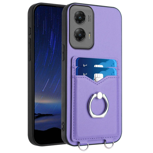 For Motorola Moto G Stylus 5G 2024 R20 Ring Card Holder Phone Case(Purple) - Motorola Cases by PMC Jewellery | Online Shopping South Africa | PMC Jewellery | Buy Now Pay Later Mobicred