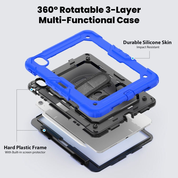 For iPad Air 11 2025 / 2024 Silicone Hybrid PC Tablet Case with Shoulder Strap(Black + Dark Blue) - free shipping - PMC TechLife - Order now!