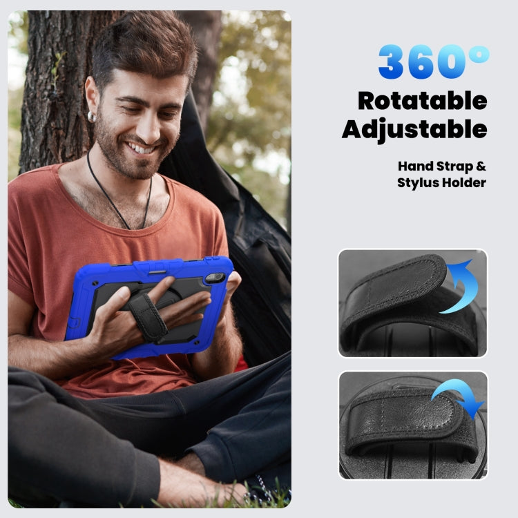 For iPad Air 11 2025 / 2024 Silicone Hybrid PC Tablet Case with Shoulder Strap(Black + Dark Blue) - free shipping - PMC TechLife - Order now!