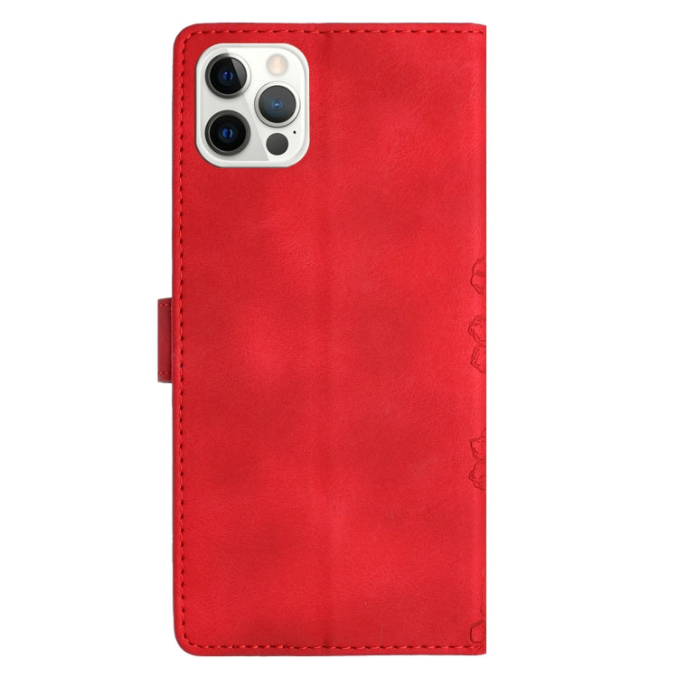 For iPhone 16 Pro Max Cherry Blossom Butterfly Skin Feel Embossed PU Phone Case(Red) - iPhone 16 Pro Max Cases by PMC TechLife | Online Shopping South Africa | PMC TechLife | Buy Now Pay Later Mobicred
