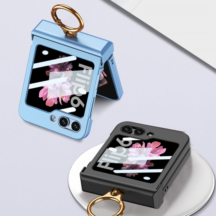 For Samsung Galaxy Z Flip6 / Flip7 FE GKK Integrated Ultra-thin Hinge Full Coverage Phone Case with Ring(Blue) - free shipping - PMC Jewellery - Order now!