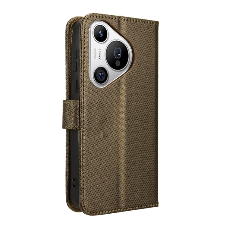 For Huawei Pura 70 Diamond Texture Leather Phone Case(Brown) - Huawei Cases by PMC Jewellery | Online Shopping South Africa | PMC Jewellery | Buy Now Pay Later Mobicred