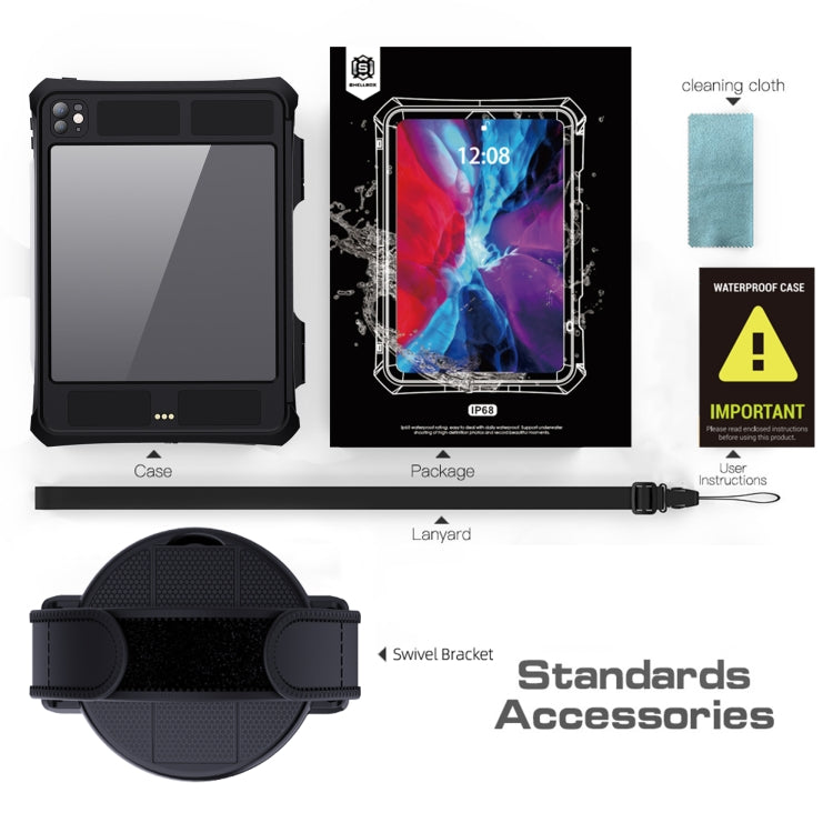 For iPad Pro 11 2024 RedPepper IP68 Waterproof PC + TPU Case with Lanyard & Swivel Bracket(Black) - iPad Pro 11 2024 Cases by RedPepper | Online Shopping South Africa | PMC Jewellery | Buy Now Pay Later Mobicred