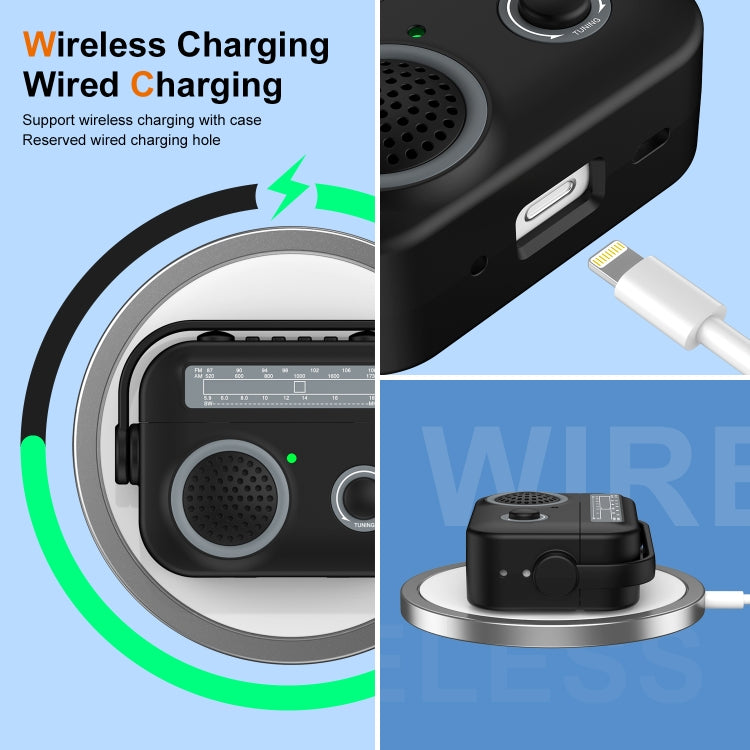For AirPods Pro Radio Style Wireless Bluetooth Earphones Shockproof Protective Case(Yellow) - For AirPods Pro by PMC Jewellery | Online Shopping South Africa | PMC Jewellery | Buy Now Pay Later Mobicred