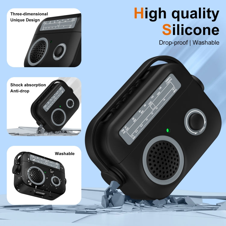 For AirPods Pro 2 Radio Style Wireless Bluetooth Earphones Shockproof Protective Case(Light Grey) - For AirPods Pro 2 by PMC Jewellery | Online Shopping South Africa | PMC Jewellery | Buy Now Pay Later Mobicred