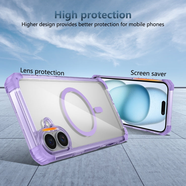 For iPhone 16 Transparent MagSafe Magnetic Phone Case(Purple) - iPhone 16 Cases by PMC Jewellery | Online Shopping South Africa | PMC Jewellery | Buy Now Pay Later Mobicred