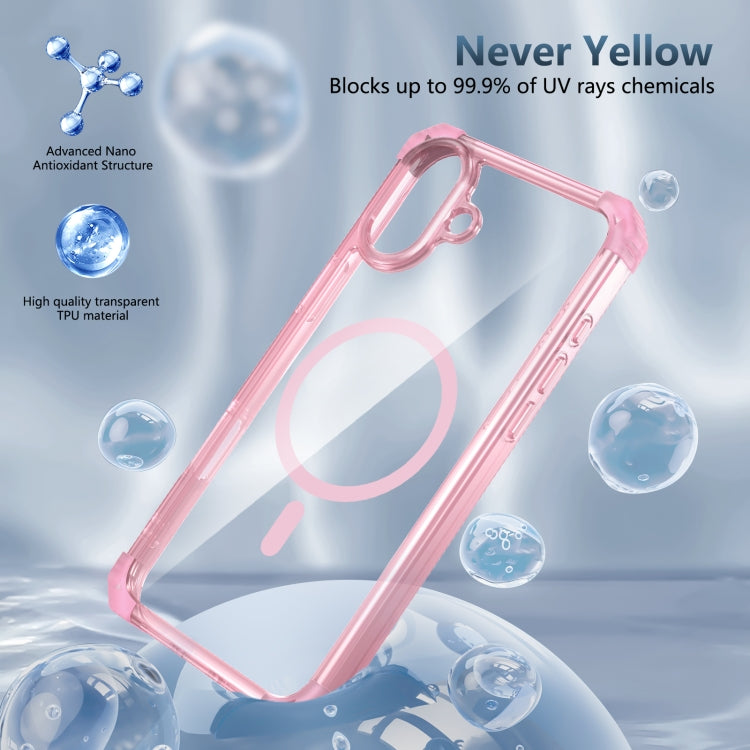 For iPhone 16 Plus Transparent MagSafe Magnetic Phone Case(Pink) - iPhone 16 Plus Cases by PMC Jewellery | Online Shopping South Africa | PMC Jewellery | Buy Now Pay Later Mobicred