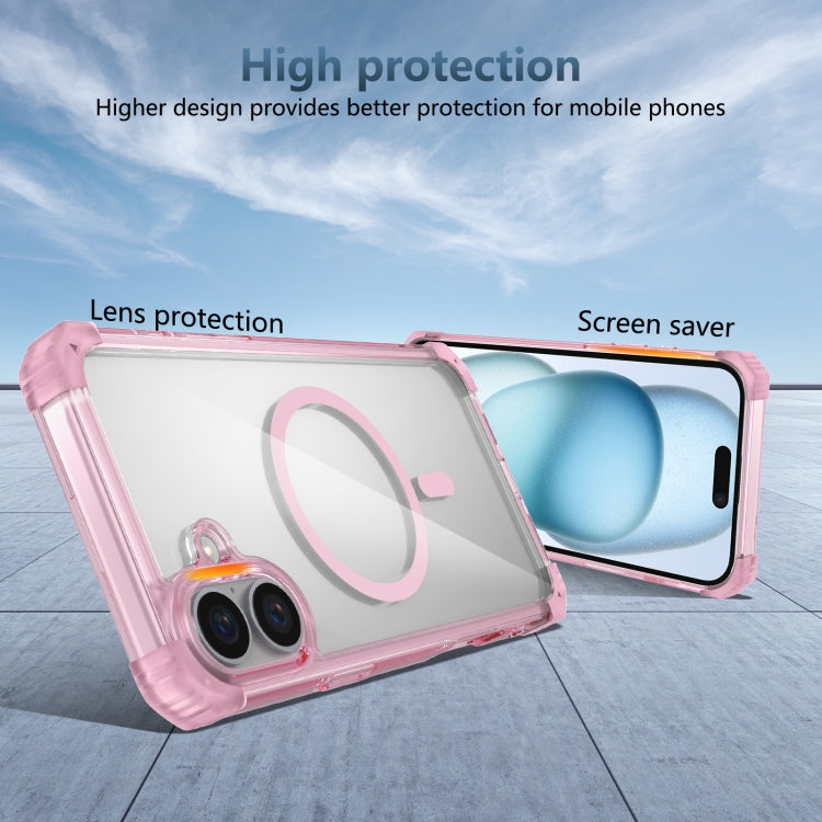 For iPhone 16 Plus Transparent MagSafe Magnetic Phone Case(Pink) - iPhone 16 Plus Cases by PMC TechLife | Online Shopping South Africa | PMC TechLife | Buy Now Pay Later Mobicred