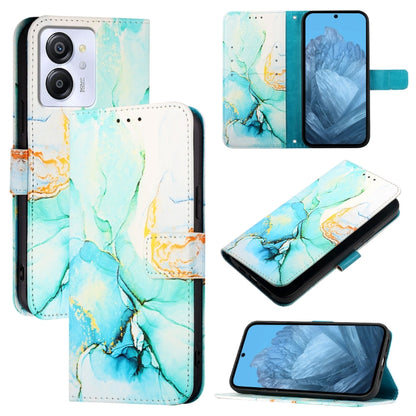 For Blackview Color 8 PT003 Marble Pattern Flip Leather Phone Case(Green) - More Brand by PMC Jewellery | Online Shopping South Africa | PMC Jewellery | Buy Now Pay Later Mobicred