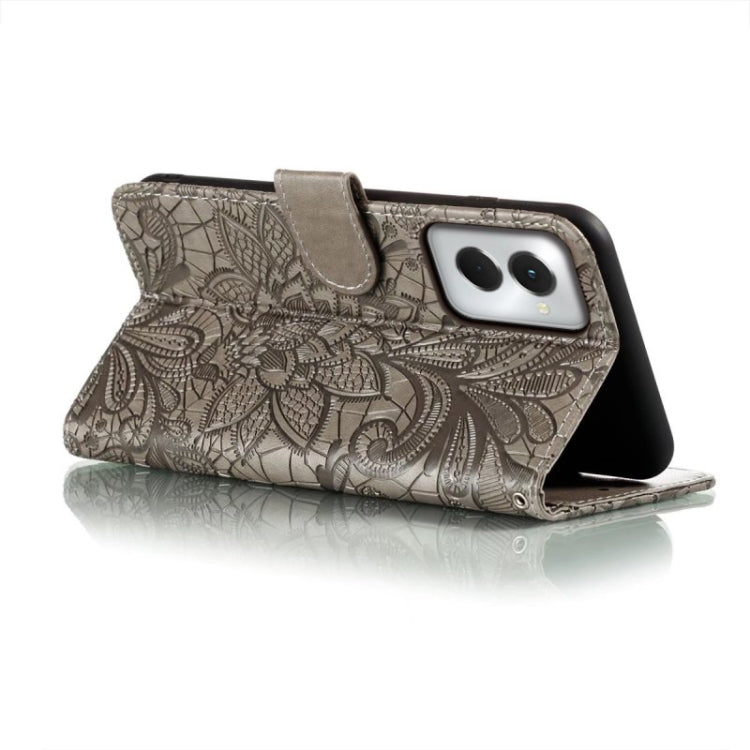 For Motorola Moto G Power 5G 2024 Lace Flower Embossing Flip Leather Phone Case(Grey) - Motorola Cases by PMC Jewellery | Online Shopping South Africa | PMC Jewellery | Buy Now Pay Later Mobicred