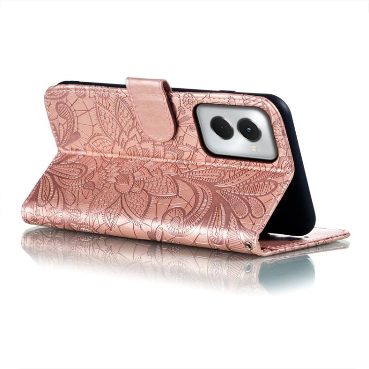 For Motorola Moto G Power 5G 2024 Lace Flower Embossing Flip Leather Phone Case(Rose Gold) - Motorola Cases by PMC Jewellery | Online Shopping South Africa | PMC Jewellery | Buy Now Pay Later Mobicred