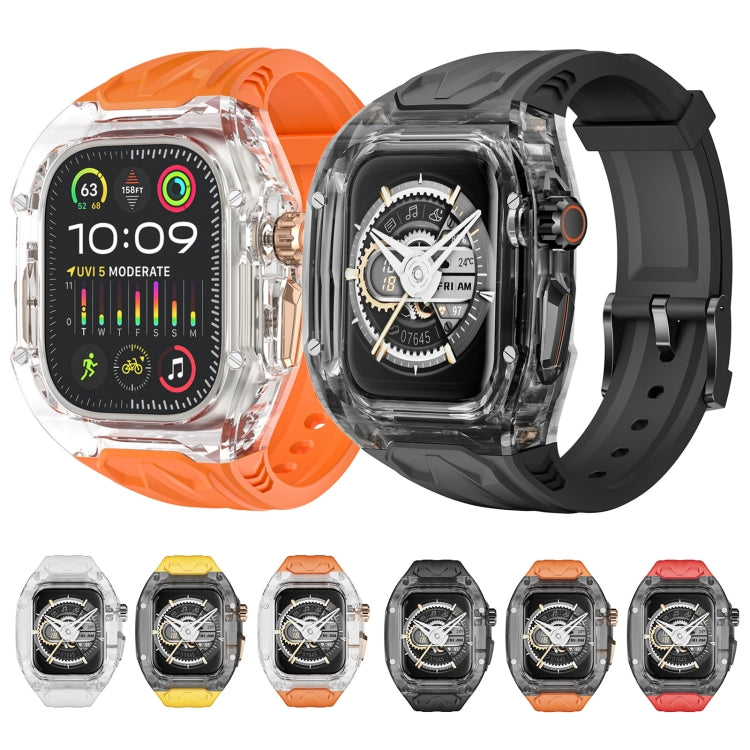 For Apple Watch Ultra 49mm Modified PC Hybrid TPU Watch Case Band(Orange Transparent) - Watch Bands by PMC Jewellery | Online Shopping South Africa | PMC Jewellery | Buy Now Pay Later Mobicred