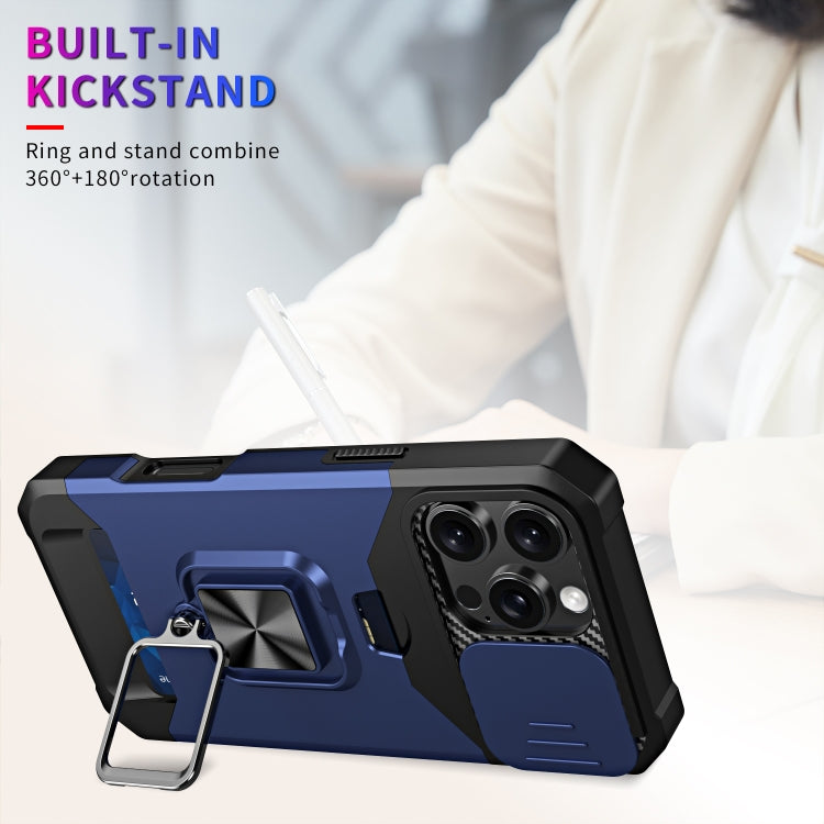 For iPhone 16 Pro Camera Shield Card Slot PC+TPU Phone Case(Silver) - iPhone 16 Pro Cases by PMC TechLife | Online Shopping South Africa | PMC TechLife | Buy Now Pay Later Mobicred