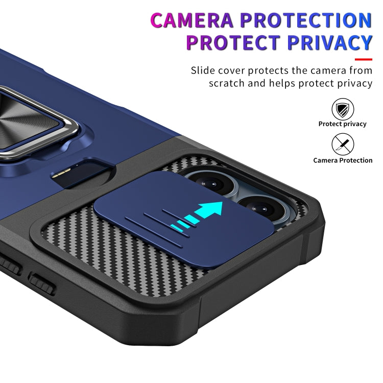 For iPhone 16 Camera Shield Card Slot PC+TPU Phone Case(Red) - iPhone 16 Cases by PMC Jewellery | Online Shopping South Africa | PMC Jewellery | Buy Now Pay Later Mobicred