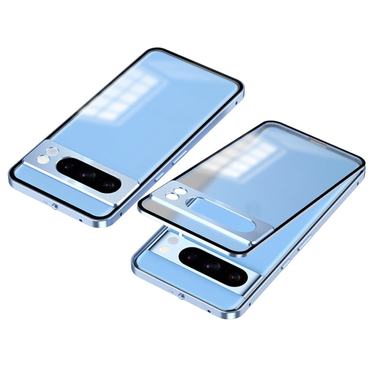For Google Pixel 8 Pro Snap Buckle Metal Frame Frosted Phone Case(Blue) - Google Cases by PMC TechLife | Online Shopping South Africa | PMC TechLife | Buy Now Pay Later Mobicred