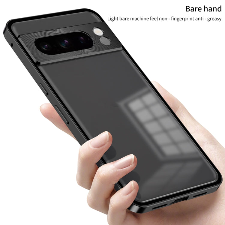 For Google Pixel 8a Snap Buckle Metal Frame Frosted Phone Case(Silver) - Google Cases by PMC TechLife | Online Shopping South Africa | PMC TechLife | Buy Now Pay Later Mobicred