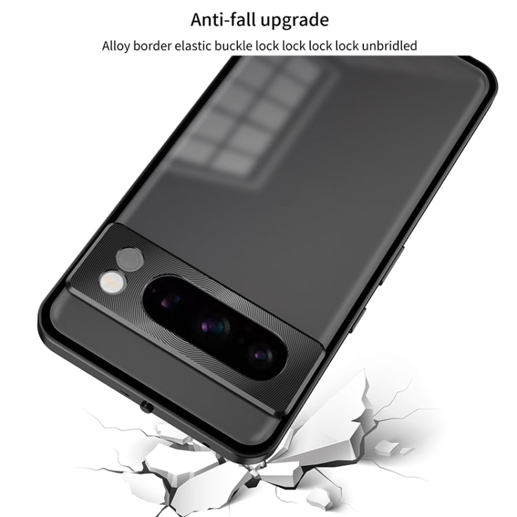 For Google Pixel 7a Snap Buckle Metal Frame Frosted Phone Case(Silver) - Google Cases by PMC TechLife | Online Shopping South Africa | PMC TechLife | Buy Now Pay Later Mobicred