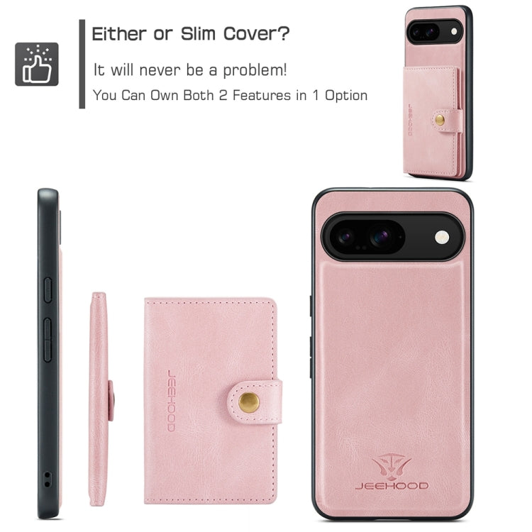 For Google Pixel 9 JEEHOOD J01 Retro Magnetic Detachable Wallet Phone Case(Pink) - Google Cases by JEEHOOD | Online Shopping South Africa | PMC Jewellery | Buy Now Pay Later Mobicred