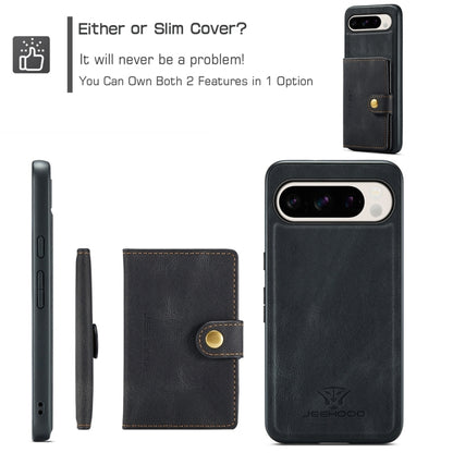 For Google Pixel 9 Pro JEEHOOD J01 Retro Magnetic Detachable Wallet Phone Case(Black) - Google Cases by JEEHOOD | Online Shopping South Africa | PMC Jewellery | Buy Now Pay Later Mobicred