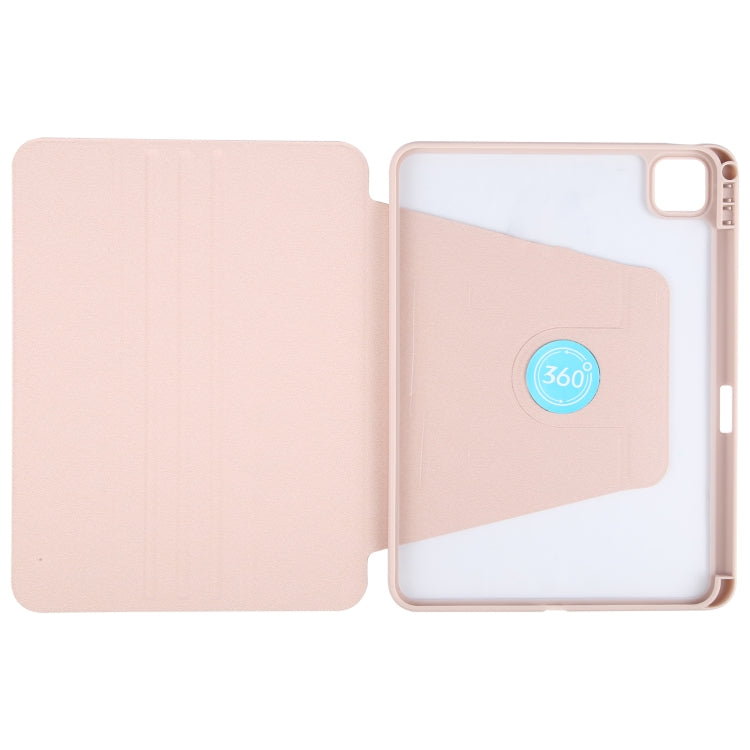 For iPad Air 11 2024 / Air 5 / Air 4 GEBEI Acrylic TPU 3-folding Rotating Smart Tablet Leather Case withh Pen Slot(Pink) - iPad Air 11 2024 Cases by GEBEI | Online Shopping South Africa | PMC Jewellery | Buy Now Pay Later Mobicred