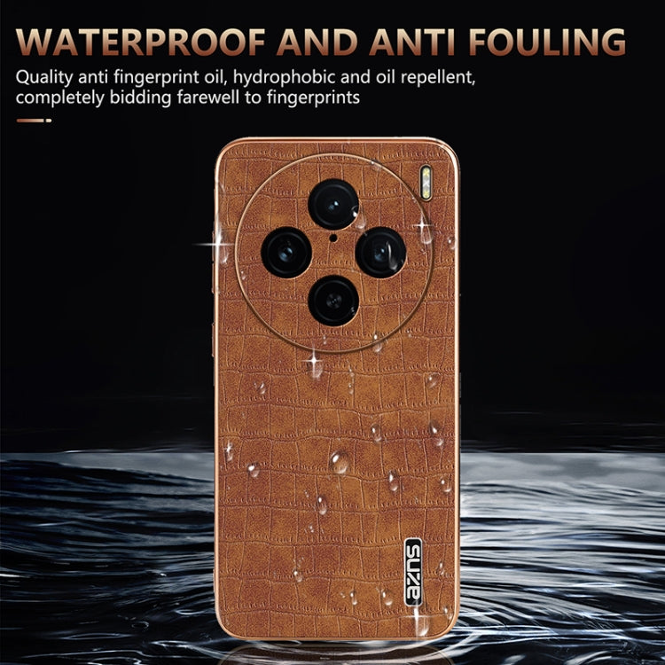 For vivo X100 Pro 5G / X100s Pro AZNS Electroplated Frame Crocodile Texture Full Coverage Phone Case(Green) - vivo Cases by AZNS | Online Shopping South Africa | PMC Jewellery | Buy Now Pay Later Mobicred