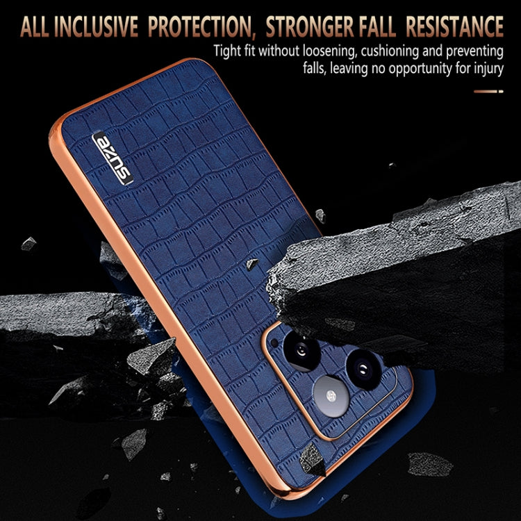 For Xiaomi 14 AZNS Electroplated Frame Crocodile Texture Full Coverage Phone Case(Brown) - 14 Cases by AZNS | Online Shopping South Africa | PMC Jewellery | Buy Now Pay Later Mobicred