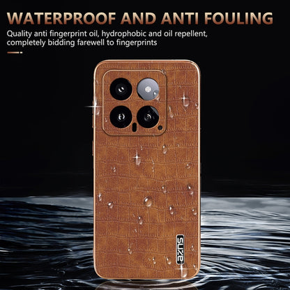 For Xiaomi 14 AZNS Electroplated Frame Crocodile Texture Full Coverage Phone Case(White) - 14 Cases by AZNS | Online Shopping South Africa | PMC Jewellery | Buy Now Pay Later Mobicred