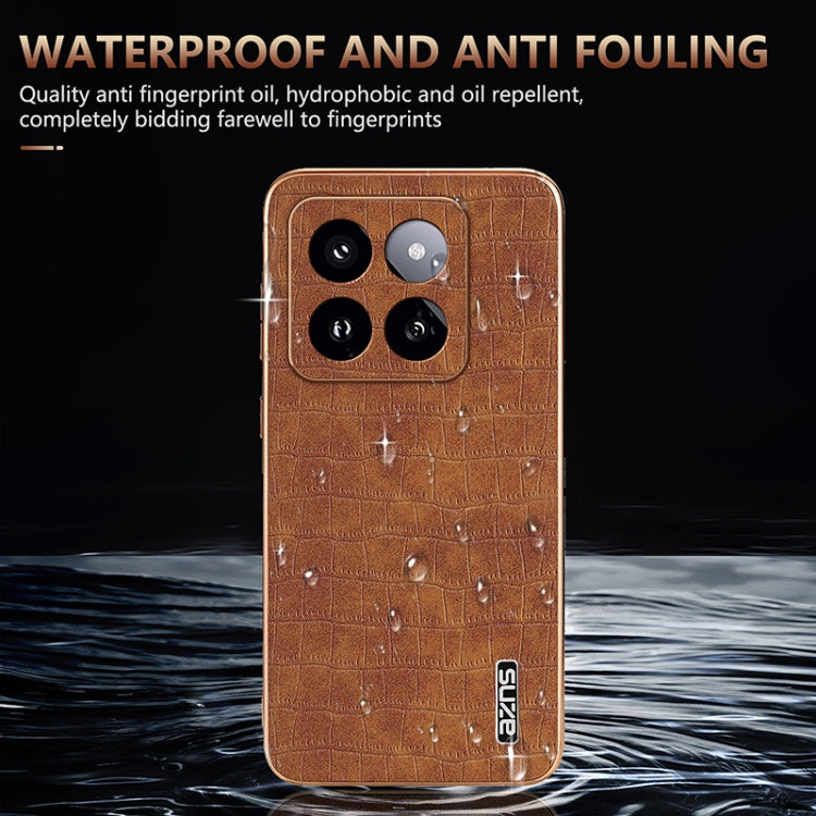 For Xiaomi 14 Pro AZNS Electroplated Frame Crocodile Texture Full Coverage Phone Case(Black) - 14 Pro Cases by AZNS | Online Shopping South Africa | PMC Jewellery | Buy Now Pay Later Mobicred