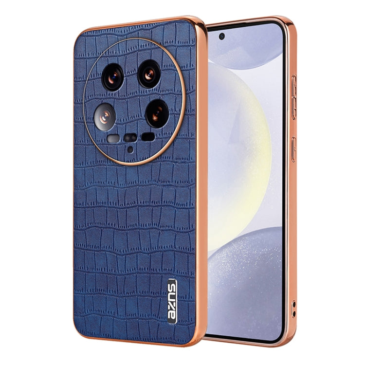 For Xiaomi 14 Ultra AZNS Electroplated Frame Crocodile Texture Full Coverage Phone Case(Blue) - 14 Ultra Cases by AZNS | Online Shopping South Africa | PMC Jewellery | Buy Now Pay Later Mobicred