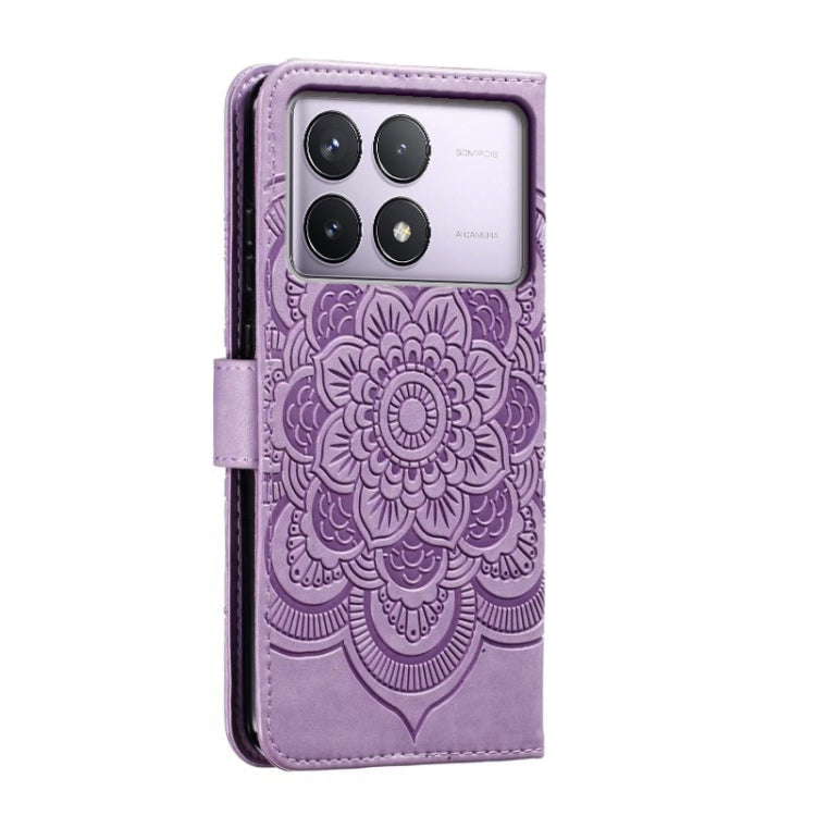 For Xiaomi Redmi K70 Sun Mandala Embossing Pattern Phone Leather Case(Purple) - K70 Cases by PMC Jewellery | Online Shopping South Africa | PMC Jewellery | Buy Now Pay Later Mobicred