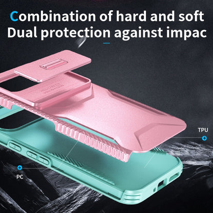 For Google Pixel 9 Pro XL Sliding Camshield Phone Case(Pink + Grey Green) - Google Cases by PMC Jewellery | Online Shopping South Africa | PMC Jewellery | Buy Now Pay Later Mobicred