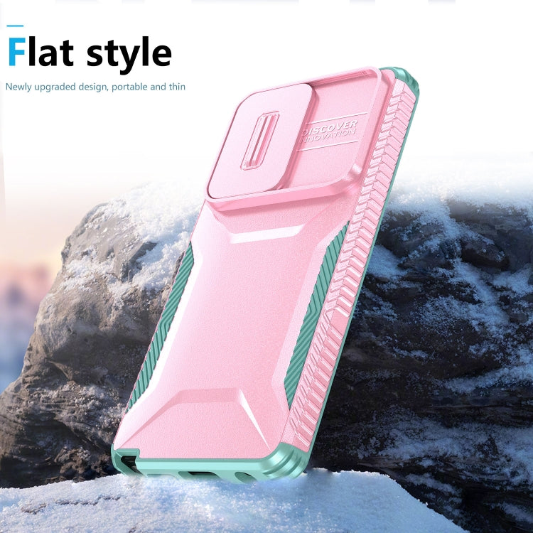 For Motorola Moto G Stylus 5G 2024 Sliding Camshield Phone Case(Pink + Grey Green) - Motorola Cases by PMC Jewellery | Online Shopping South Africa | PMC Jewellery | Buy Now Pay Later Mobicred