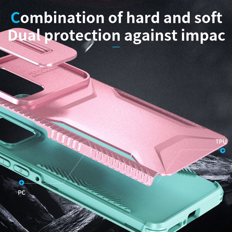 For Motorola Edge 5G 2024 Sliding Camshield Phone Case(Pink + Grey Green) - Motorola Cases by PMC Jewellery | Online Shopping South Africa | PMC Jewellery | Buy Now Pay Later Mobicred