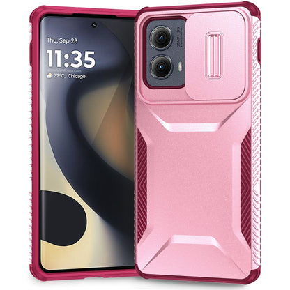 For Motorola Edge 5G 2024 Sliding Camshield Phone Case(Pink + Rose Red) - Motorola Cases by PMC Jewellery | Online Shopping South Africa | PMC Jewellery | Buy Now Pay Later Mobicred