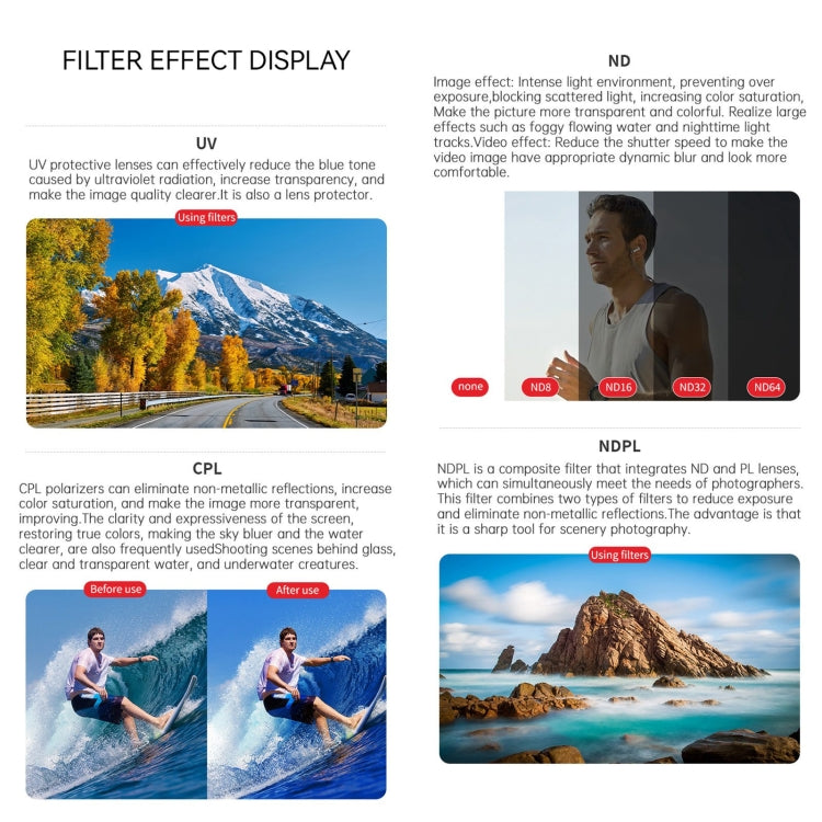For DJI Osmo Action 4 JUNESTAR Threaded Camera Lens Filter, Filter:4 in 1 ND8-64PL - Lens Filter by JSR | Online Shopping South Africa | PMC TechLife | Buy Now Pay Later Mobicred