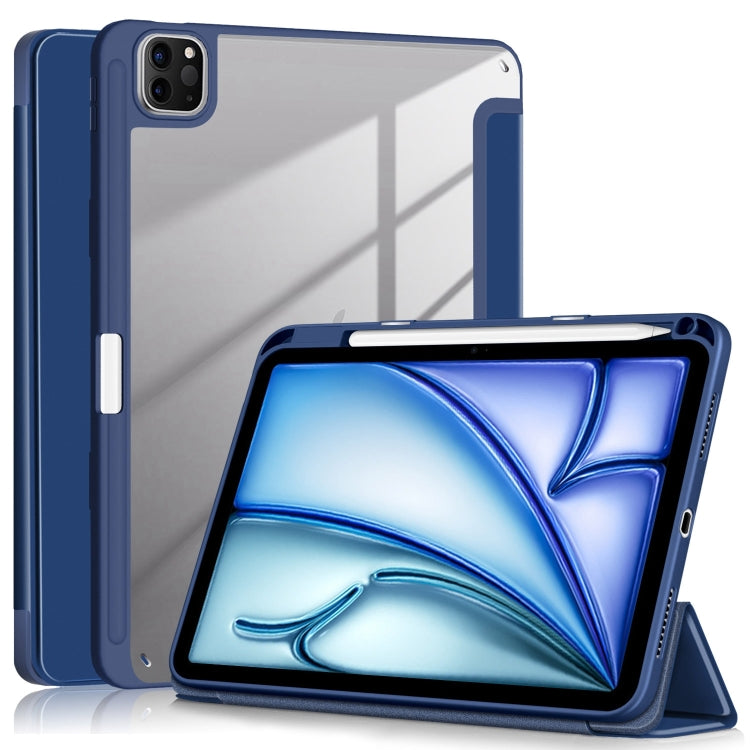 For iPad Air 11 2024 / Pro 11 2022 Acrylic 3-Fold Smart Leather Tablet Case(Dark Blue) - iPad Air 11 2025 / 2024 Cases by PMC Jewellery | Online Shopping South Africa | PMC Jewellery | Buy Now Pay Later Mobicred