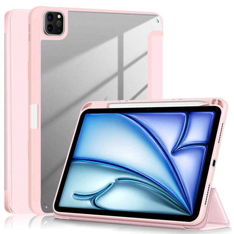 For iPad Air 11 2024 / Pro 11 2022 Acrylic 3-Fold Smart Leather Tablet Case(Pink) - iPad Air 11 2024 Cases by PMC Jewellery | Online Shopping South Africa | PMC Jewellery | Buy Now Pay Later Mobicred