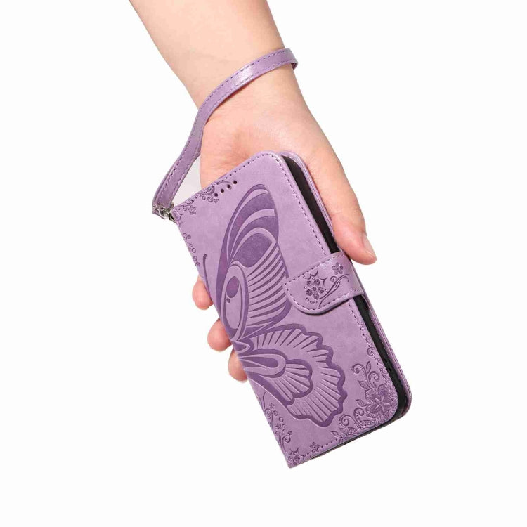 For iPhone 16 Plus Swallowtail Butterfly Embossed Leather Phone Case(Purple) - iPhone 16 Plus Cases by PMC TechLife | Online Shopping South Africa | PMC TechLife | Buy Now Pay Later Mobicred