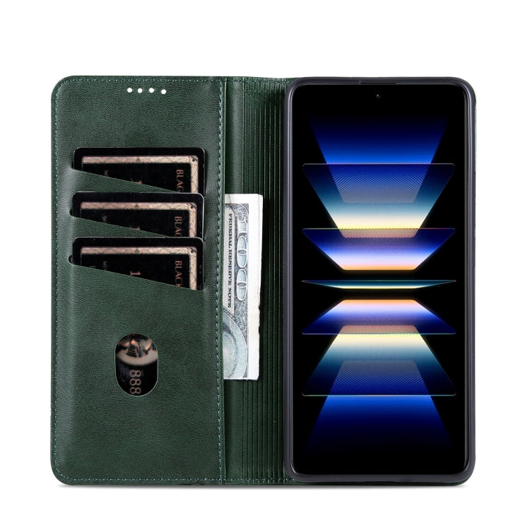 For Redmi Note 14 5G AZNS Magnetic Calf Texture Flip Leather Phone Case(Dark Green) - Note 14 Cases by AZNS | Online Shopping South Africa | PMC Jewellery | Buy Now Pay Later Mobicred