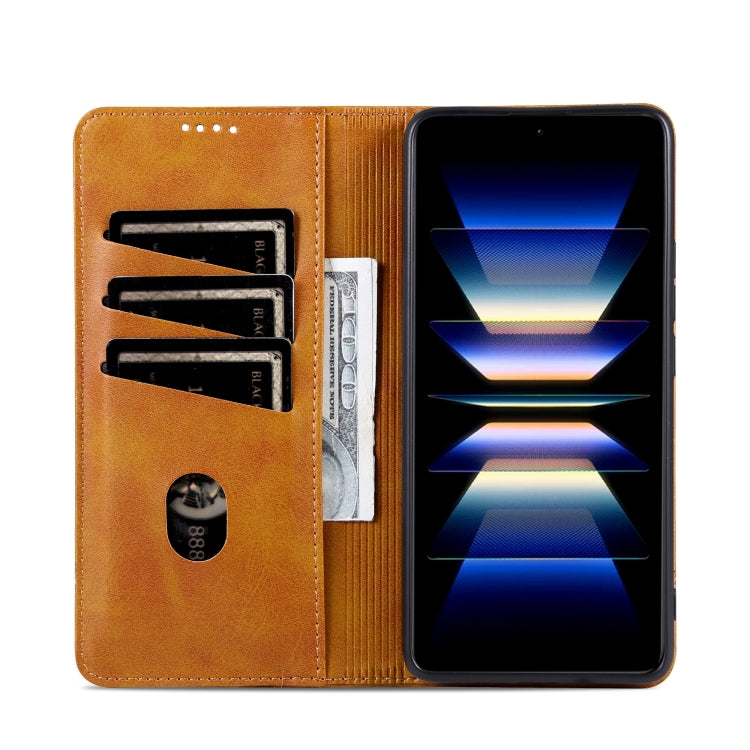 For Redmi Note 14 Pro+ 5G AZNS Magnetic Calf Texture Flip Leather Phone Case(Light Brown) - Note 14 Pro+ Cases by AZNS | Online Shopping South Africa | PMC Jewellery | Buy Now Pay Later Mobicred