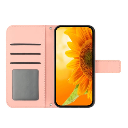 For Samsung Galaxy S25+ 5G Skin Feel Sun Flower Embossed Flip Leather Phone Case with Lanyard(Pink) - Galaxy S25+ 5G Cases by PMC Jewellery | Online Shopping South Africa | PMC Jewellery | Buy Now Pay Later Mobicred