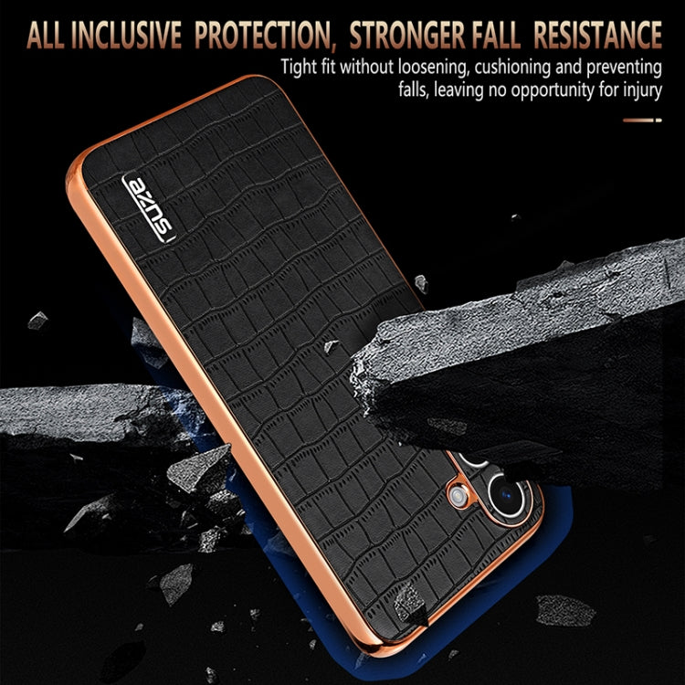 For Samsung Galaxy S25 5G AZNS Electroplated Frame Crocodile Texture Full Coverage Phone Case(Blue) - free shipping - PMC Jewellery - Order now!