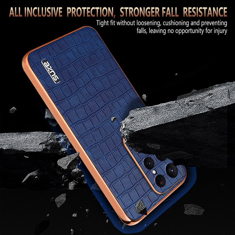For Samsung Galaxy S25 Ultra 5G AZNS Electroplated Frame Crocodile Texture Full Coverage Phone Case(Green) - free shipping - PMC Jewellery - Order now!
