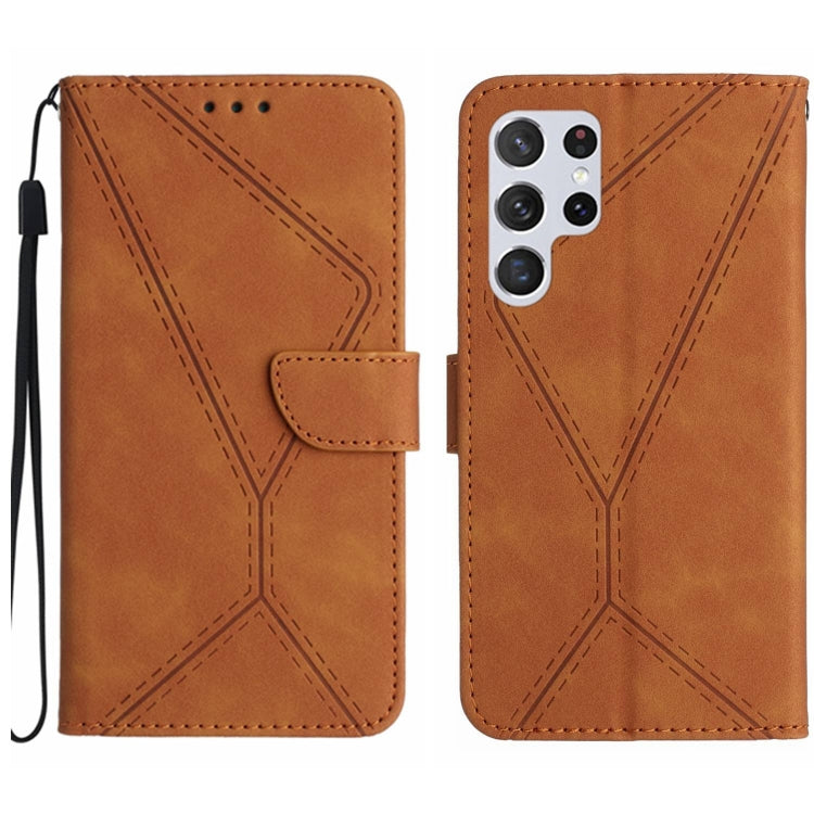 For Samsung Galaxy S25 Ultra 5G Stitching Embossed Leather Phone Case(Brown) - Galaxy S25 Ultra 5G Cases by PMC Jewellery | Online Shopping South Africa | PMC Jewellery | Buy Now Pay Later Mobicred