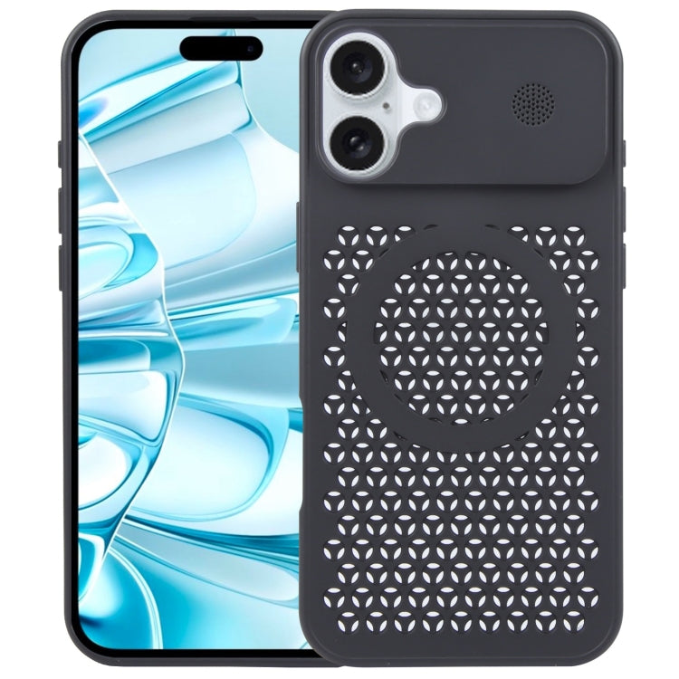 For iPhone 16 Pure Color Honeycomb Aromatherapy MagSafe Phone Case(Black) - iPhone 16 Cases by PMC TechLife | Online Shopping South Africa | PMC TechLife | Buy Now Pay Later Mobicred