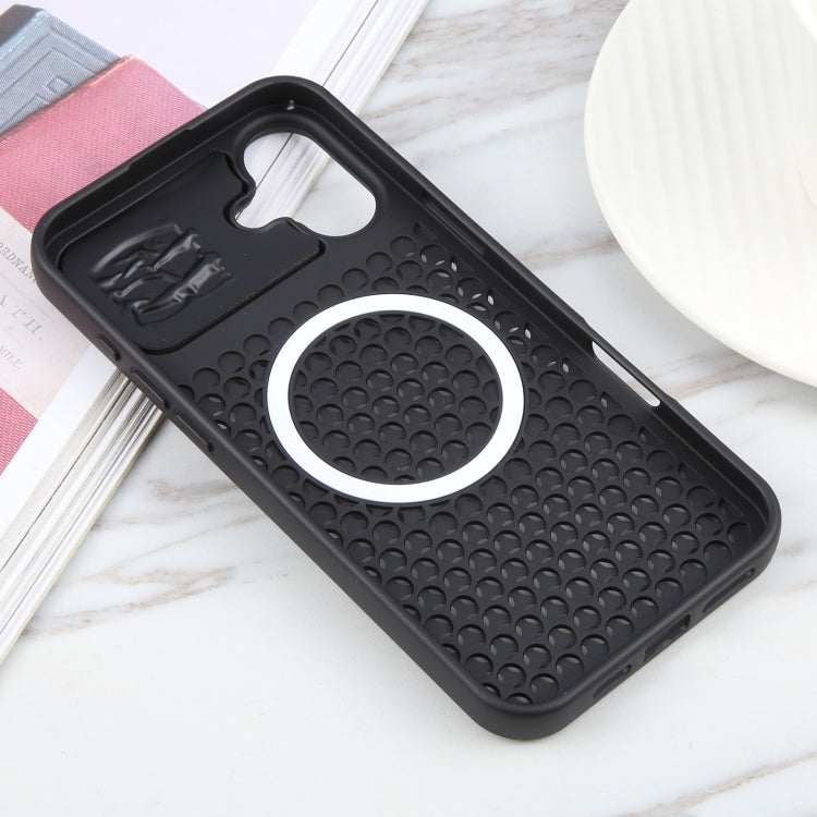 For iPhone 16 Pure Color Honeycomb Aromatherapy MagSafe Phone Case(Black) - iPhone 16 Cases by PMC TechLife | Online Shopping South Africa | PMC TechLife | Buy Now Pay Later Mobicred