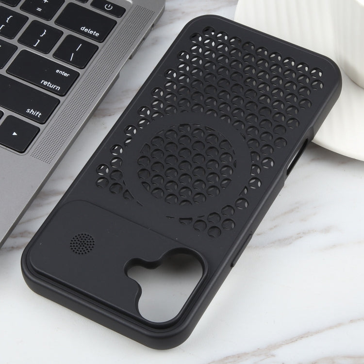 For iPhone 16 Pure Color Honeycomb Aromatherapy MagSafe Phone Case(Black) - iPhone 16 Cases by PMC TechLife | Online Shopping South Africa | PMC TechLife | Buy Now Pay Later Mobicred