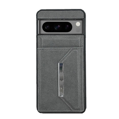 For Google Pixel 9 / 9 Pro Solid Color Metal Buckle Card Slots Bag Phone Case(Grey) - Google Cases by PMC Jewellery | Online Shopping South Africa | PMC Jewellery | Buy Now Pay Later Mobicred